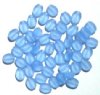 50 8x6mm Transparent Matte Light Sapphire Flat Oval Glass Beads